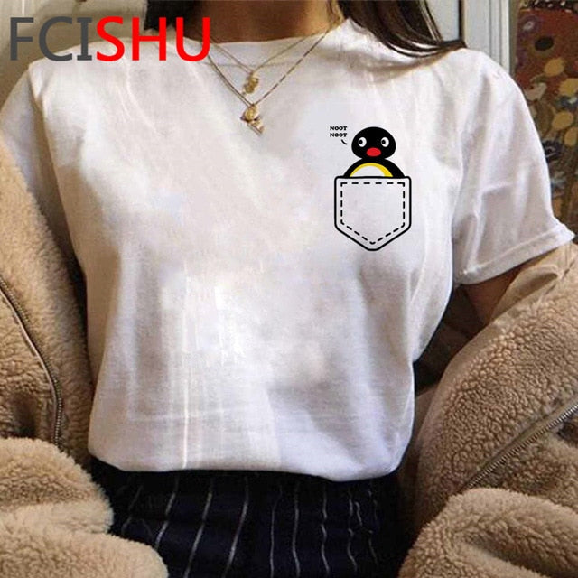 Noot Noot Pingu Funny Cartoon T Shirt Men/women Funny Cartoon T-shirt Fashion Tv Show Anime Tshirt Hip Hop Top Tees Male/female