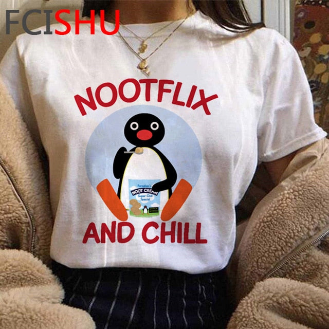 Noot Noot Pingu Funny Cartoon T Shirt Men women Funny Cartoon T