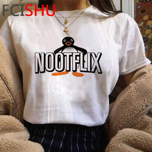 Noot Noot Pingu Funny Cartoon T Shirt Men/women Funny Cartoon T-shirt Fashion Tv Show Anime Tshirt Hip Hop Top Tees Male/female