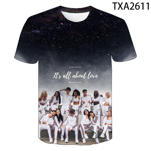 2020New U.S. Now United Simon Fuller  Inspired Black 3D T-Shirt fashion Short Sleeve Cotton T Shirts Man\women Clothing Tops